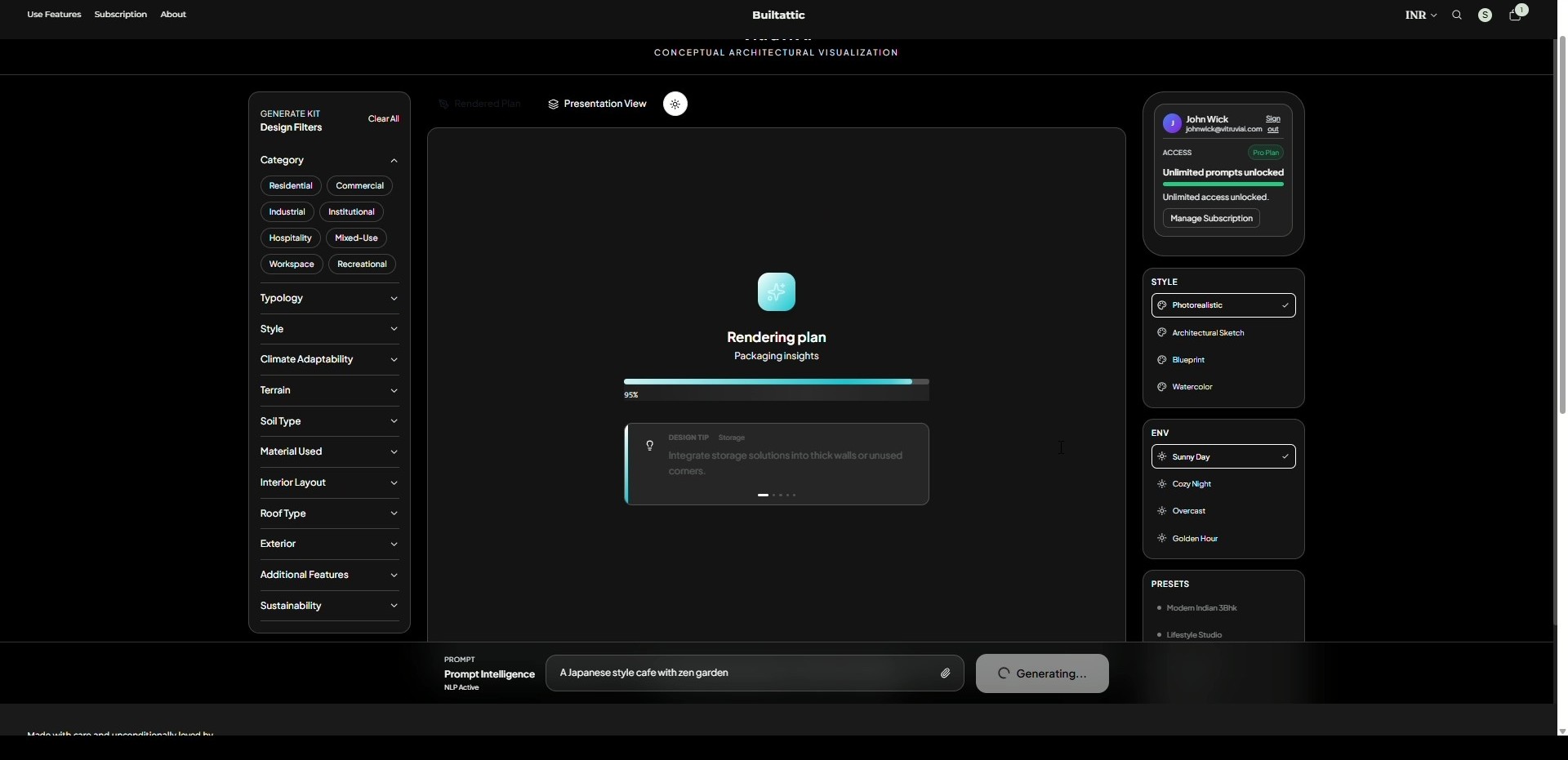 Architect analyzing a house floor plan layout during online planning